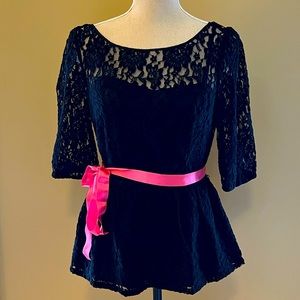 Juicy Couture Black Peplum Lace Top